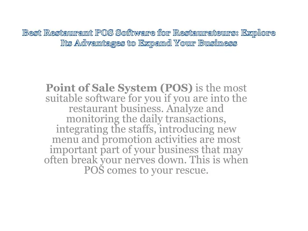 best restaurant pos software for restaurateurs explore its advantages to expand your business
