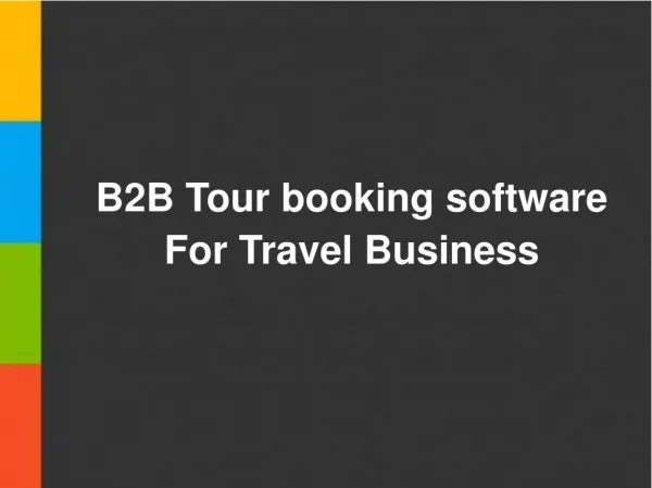 B2B Tour Booking Software