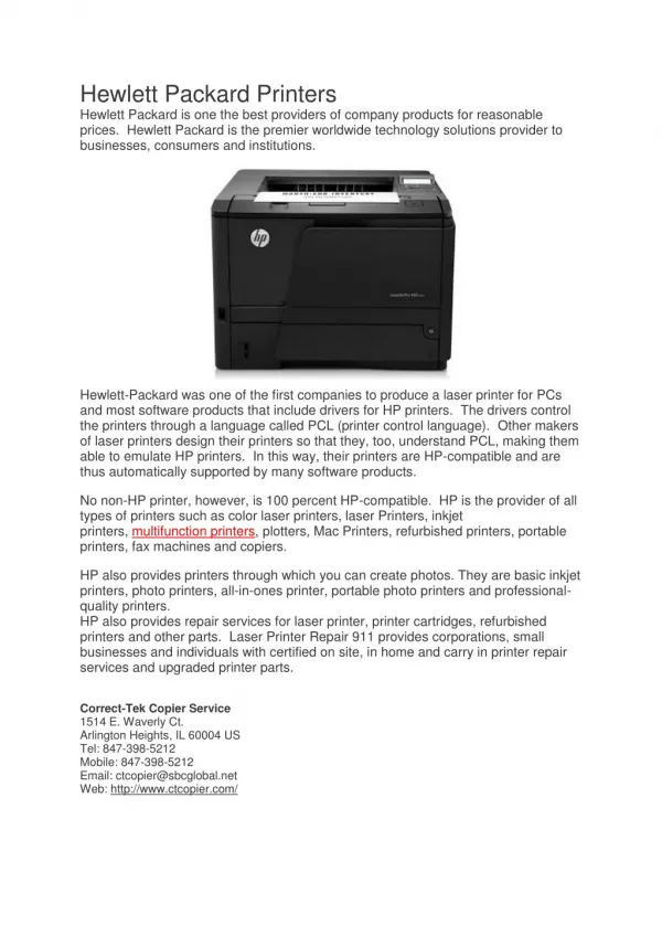 Hewlett Packard Printers