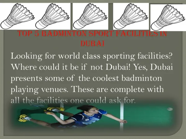 Top 5 badminton sport Facilities in Dubai