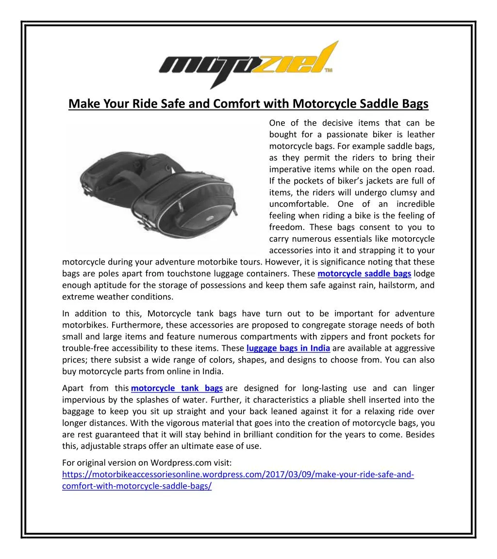 make your ride safe and comfort with motorcycle