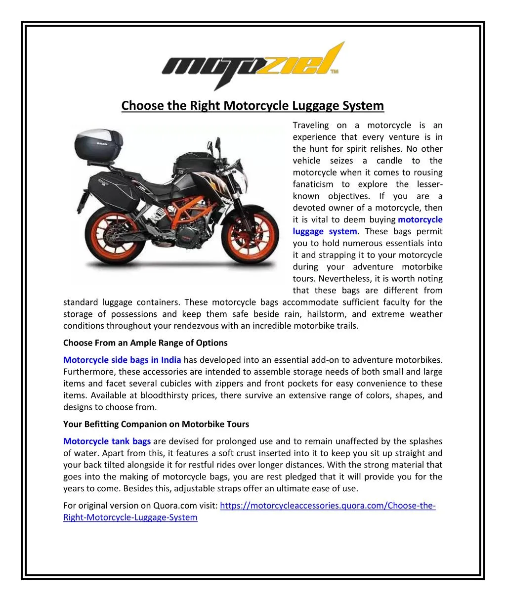 choose the right motorcycle luggage system