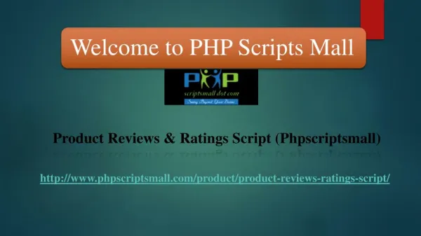 Product Reviews & Ratings Script (phpscriptsmall)