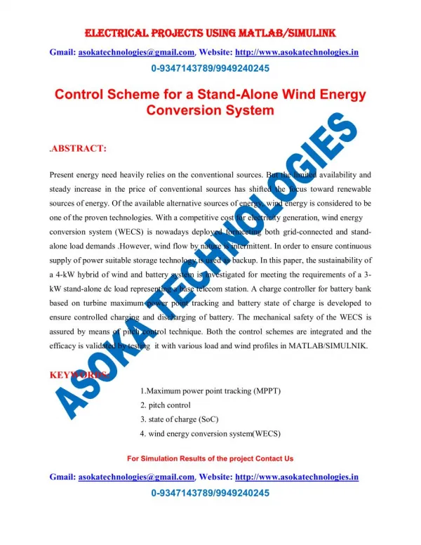 Control Scheme for a Stand-Alone Wind Energy Conversion System