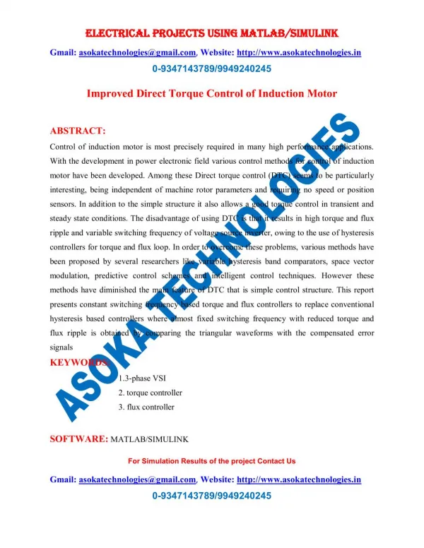 Improved Direct Torque Control of Induction Motor