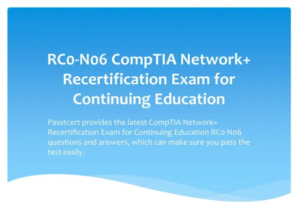 Passtcert CompTIA Network RC0-N06 Exam Dumps
