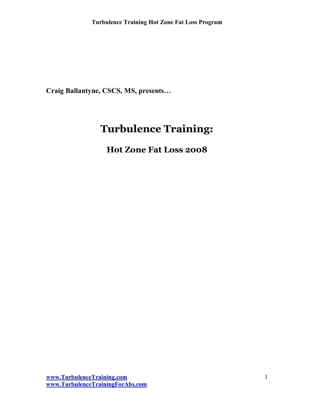 turbulence training hot zone fat loss program