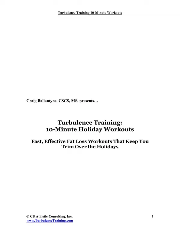 Turbulence Training: 10-Minute Holiday Workouts