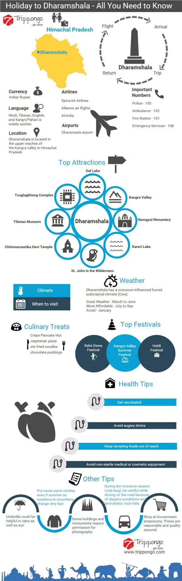 Dharamshala Travelling Infographic - Trippongo