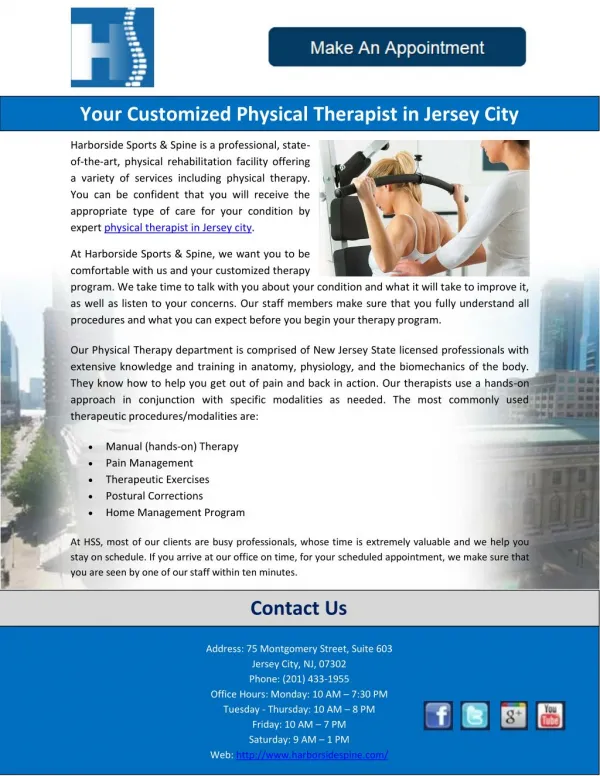 Your Customized Physical Therapist in Jersey City
