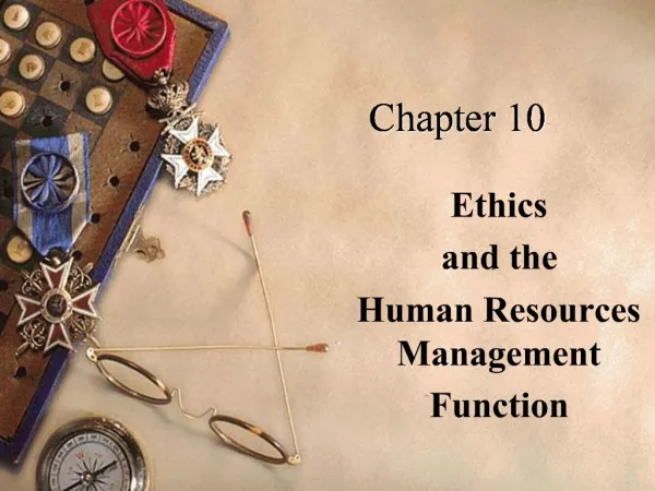 Ethics and the Human Resources Management Function