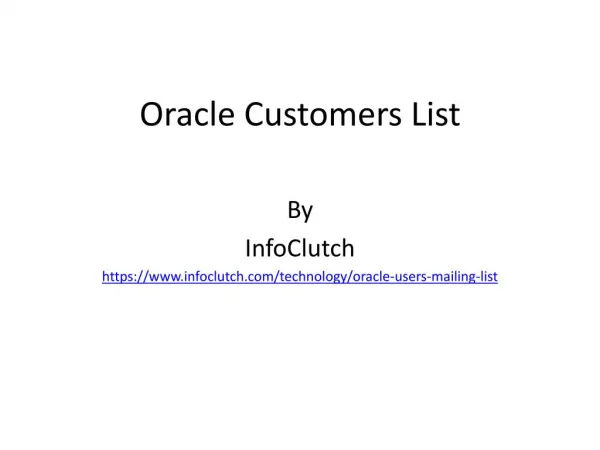 Oracle Customers List - InfoClutch