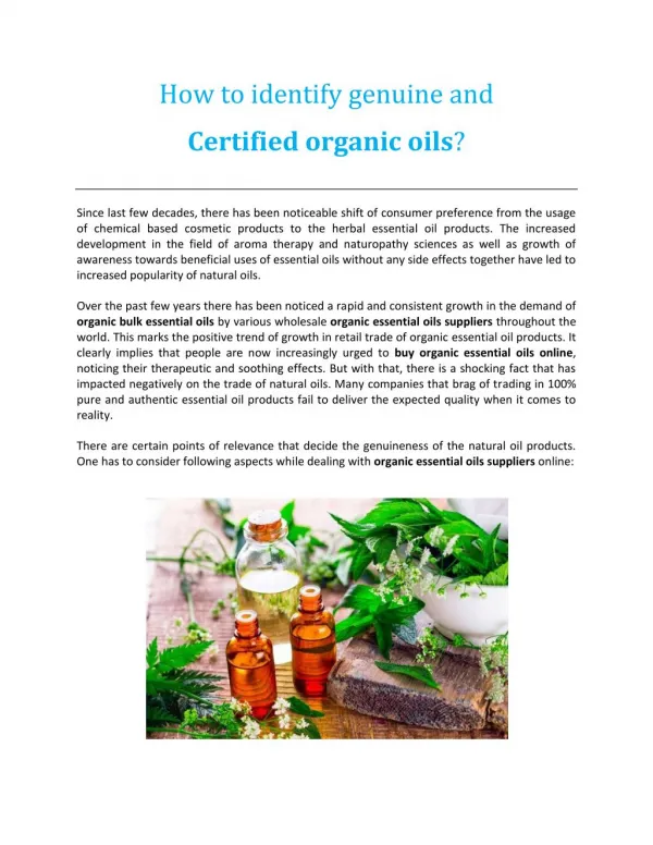 How to identify genuine and certified organic oils?