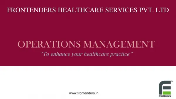 Healthcare Operations Management - FrontEnders Healthcare Services