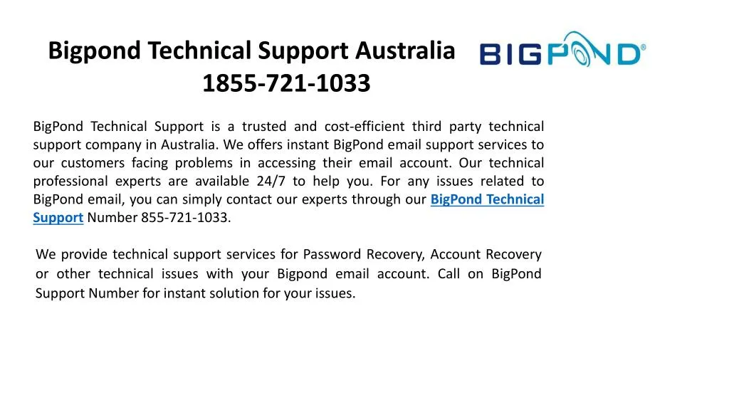 bigpond technical support australia 1855 721 1033