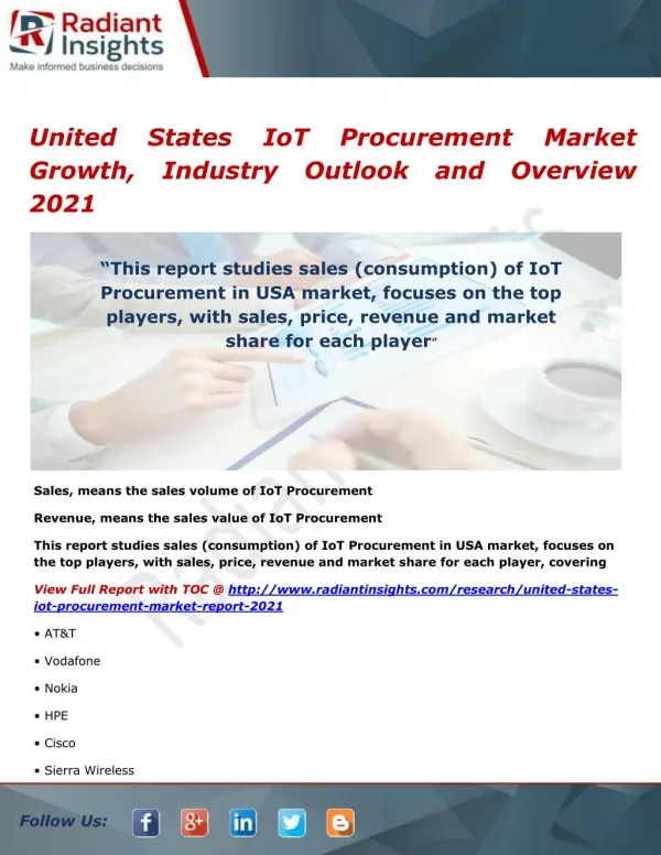 United States IoT Procurement Market Size and Growth, Research Report 2021