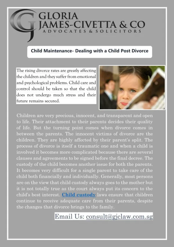 Child Maintenance- Dealing with a Child Post Divorce