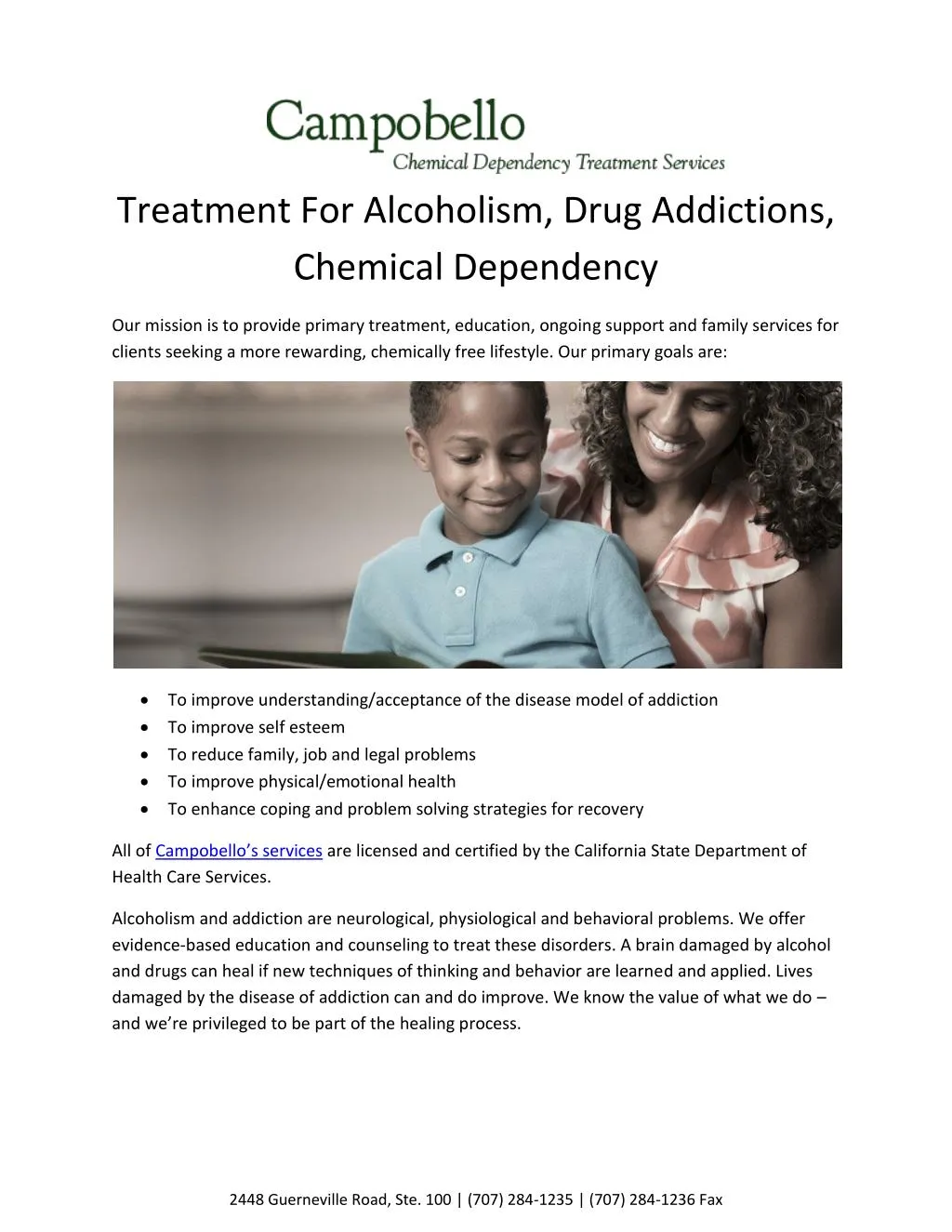 treatment for alcoholism drug addictions chemical