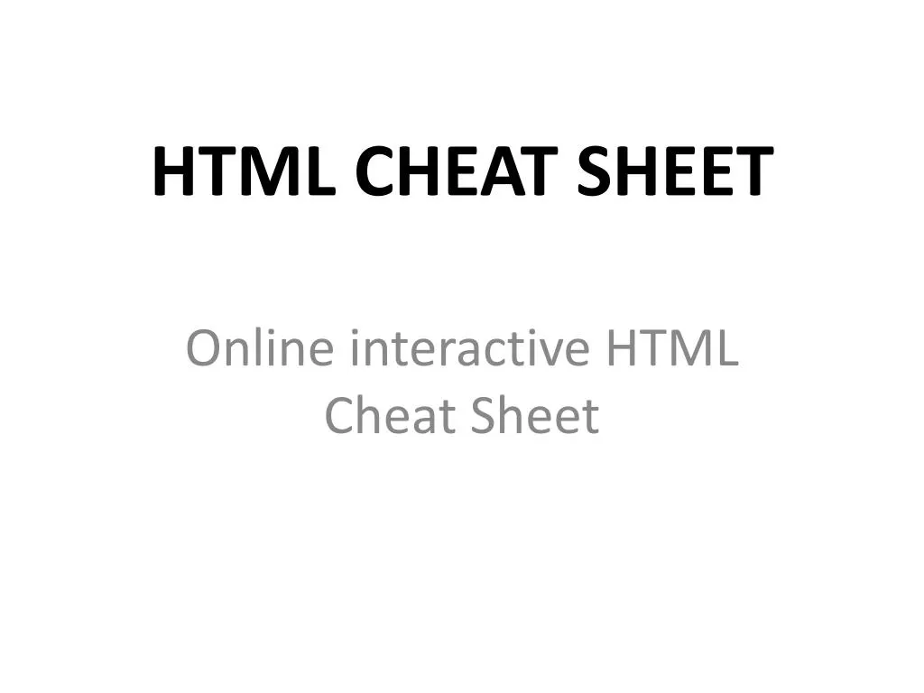 html cheat sheet