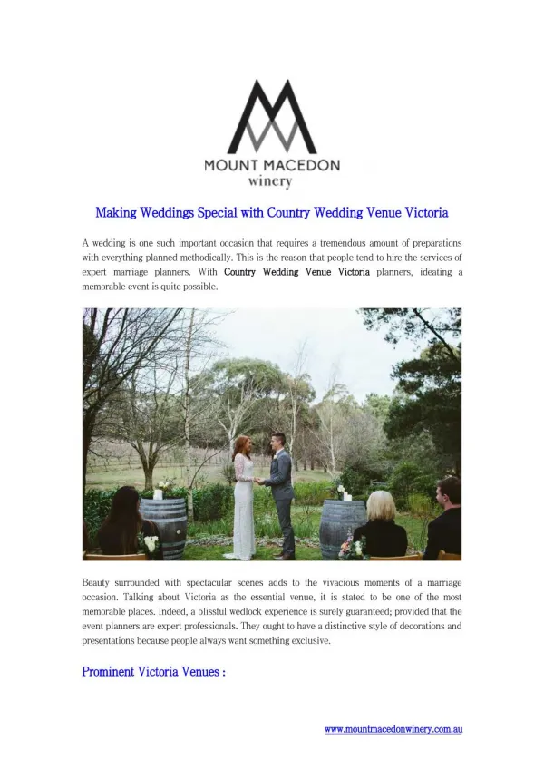 Making Weddings Special with Country Wedding Venue Victoria