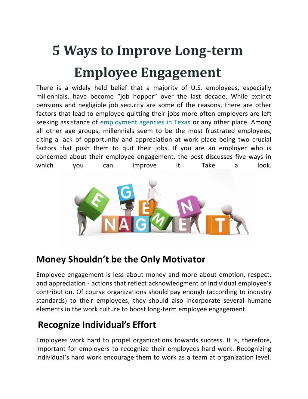 5 ways to improve long term employee engagement