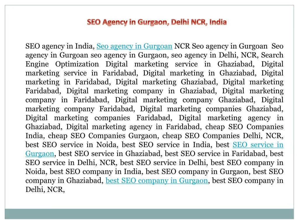 seo agency in gurgaon delhi ncr india
