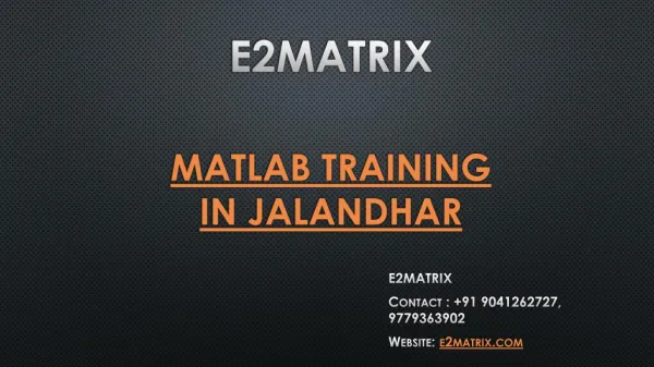 Matlab Training Institute in Jalandhar