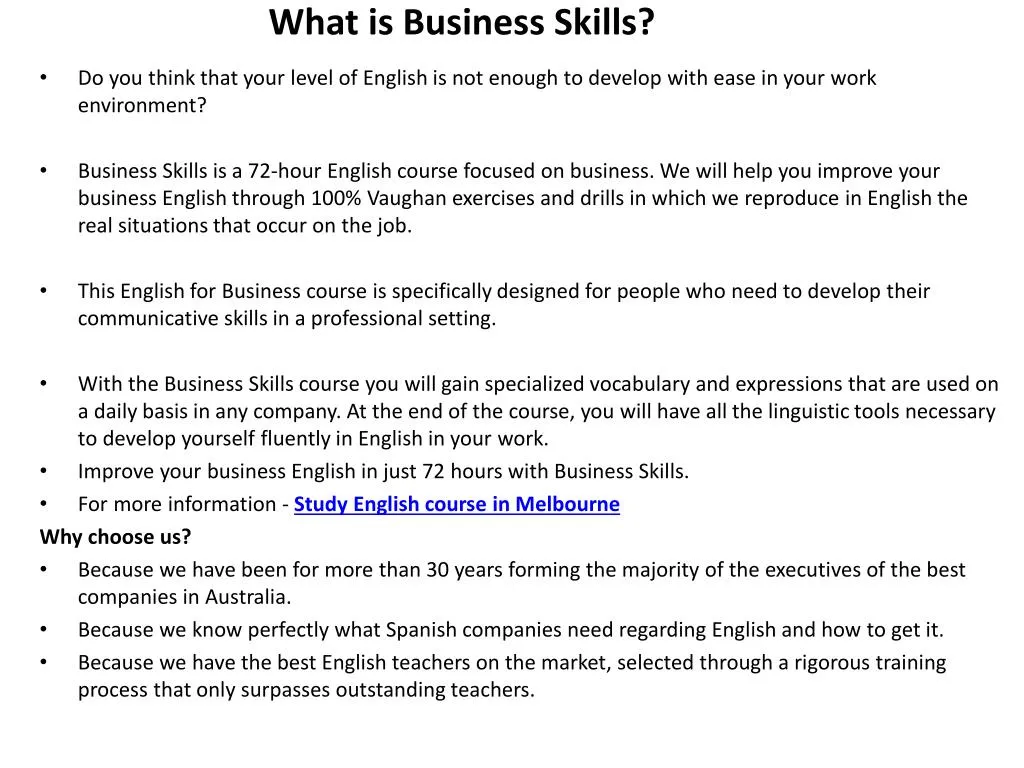 what is business skills