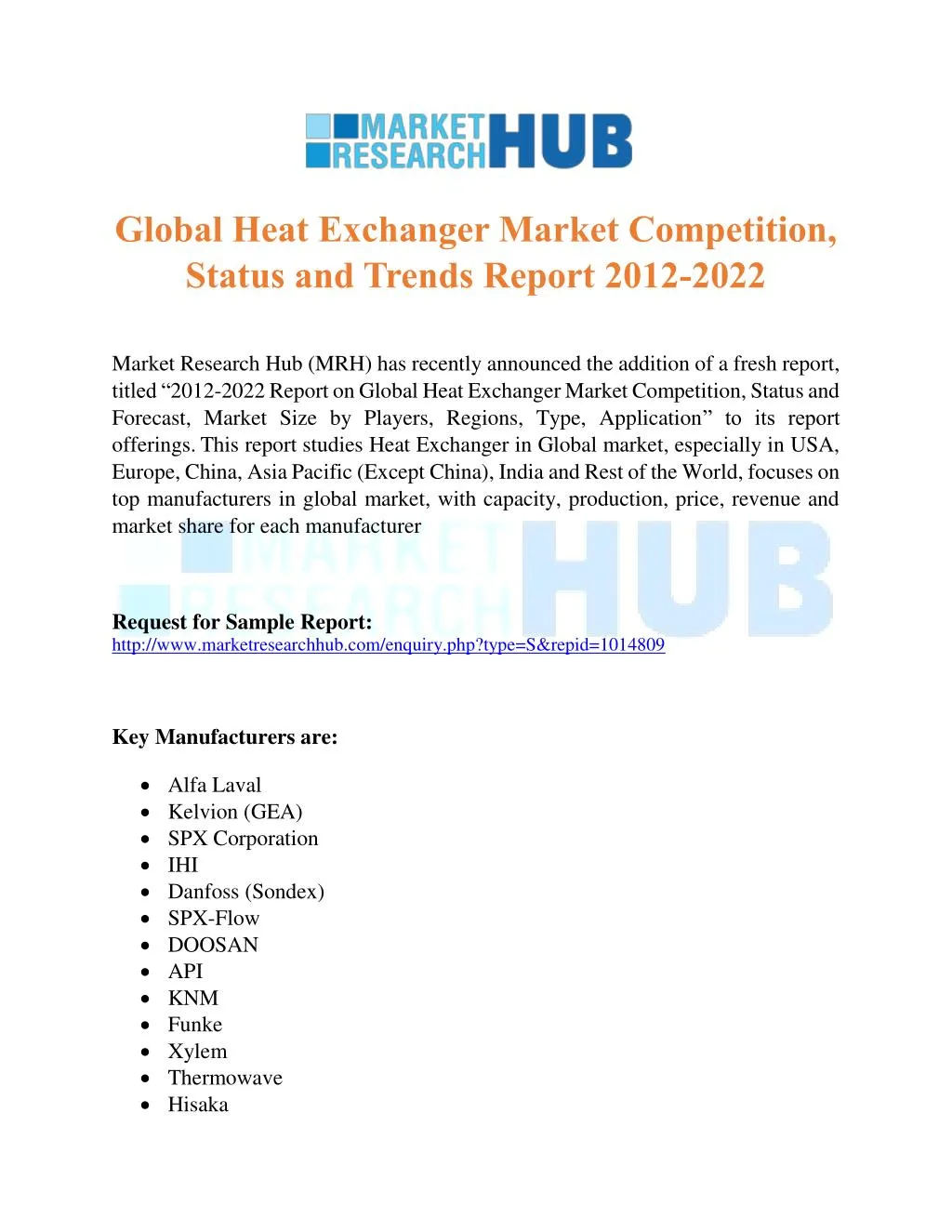 global heat exchanger market competition status