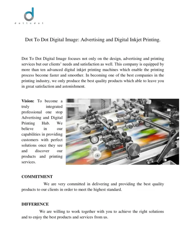 Printing Malaysia| Digital Printing services| Dot2Dot