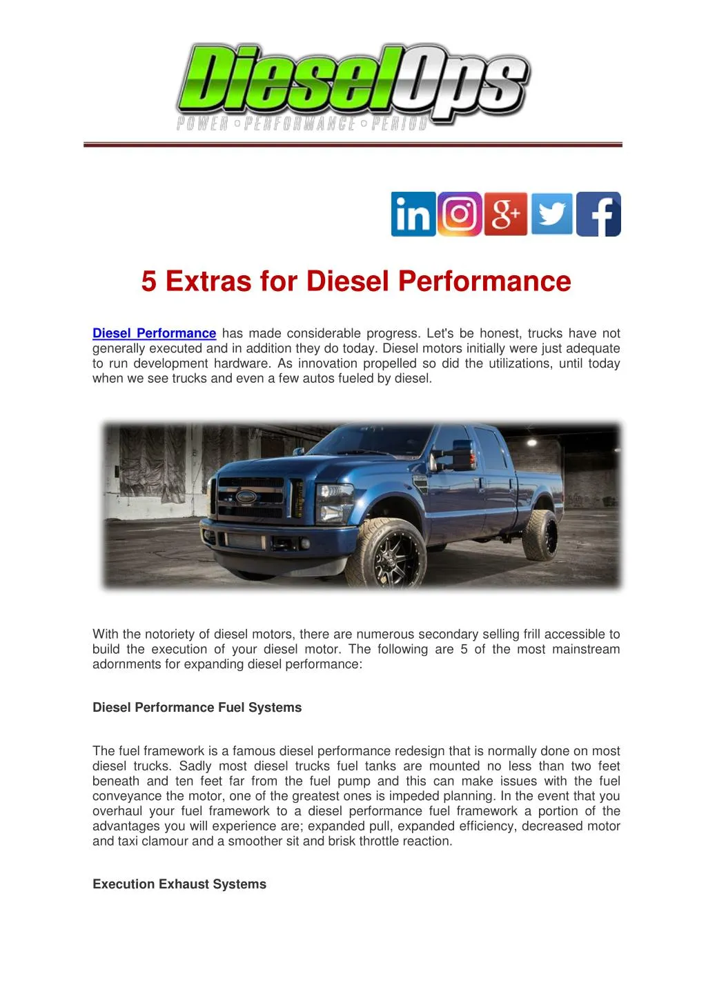 5 extras for diesel performance