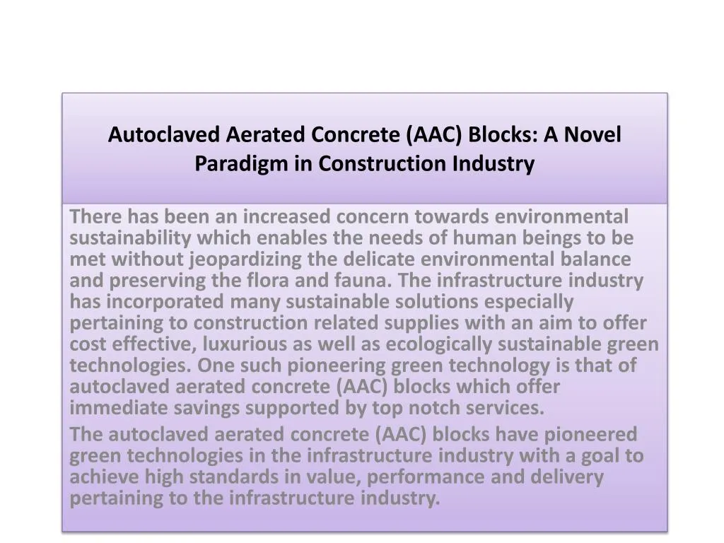 autoclaved aerated concrete aac blocks a novel paradigm in construction industry
