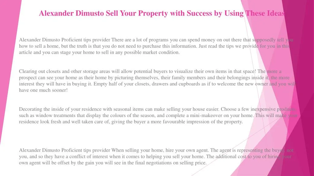 alexander dimusto sell your property with success by using these ideas