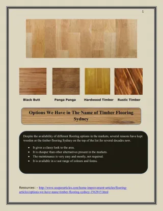 Options We Have in The Name of Timber Flooring Sydney - slide 1