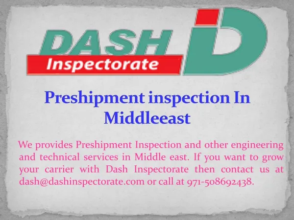 Preshipment inspection In Middleeast