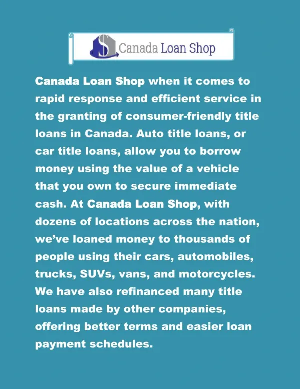 Car Title Loans New Brunswick