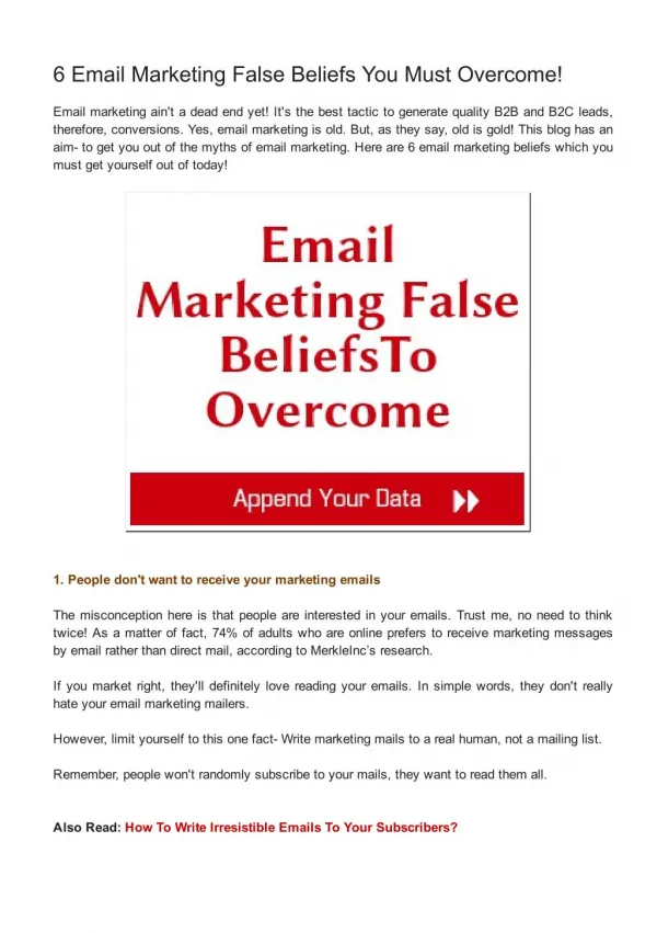 6 Email Marketing False Beliefs You Must Overcome!