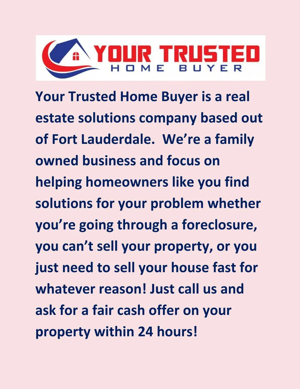 your trusted home buyer is a real estate