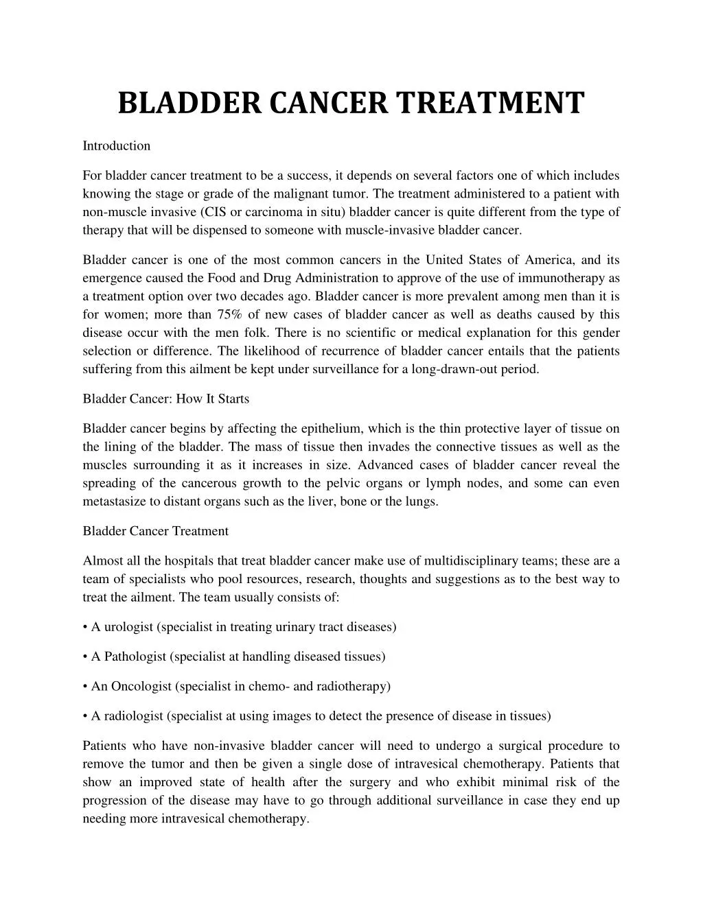 bladder cancer treatment
