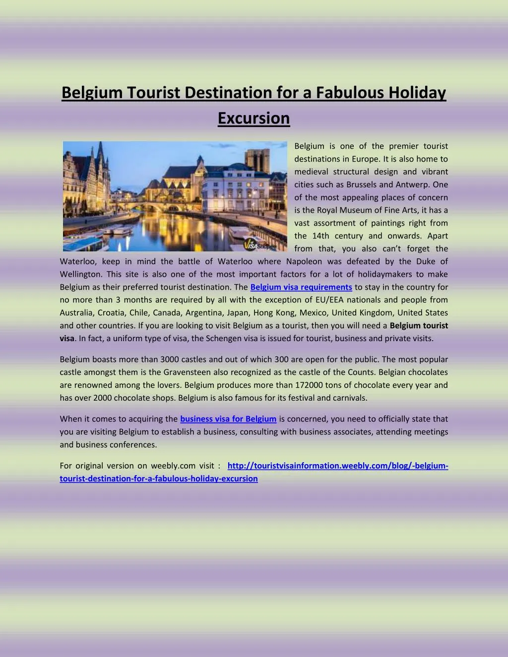 belgium tourist destination for a fabulous