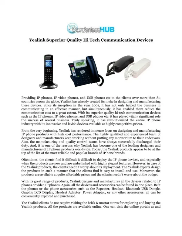 Yealink IP Phones for Business Communication