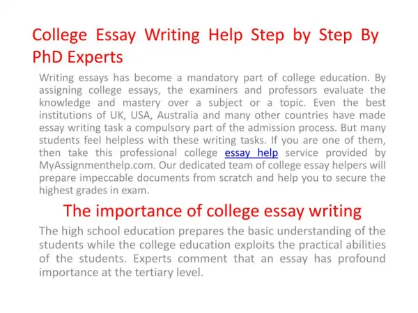 College Essay Help Online Step by Step From PhD Experts