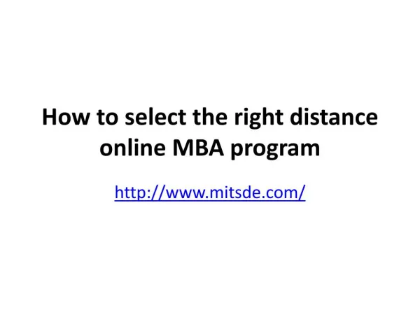 How to select the right distance online MBA program