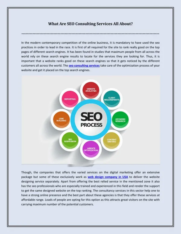 What are SEO Consulting Services all about
