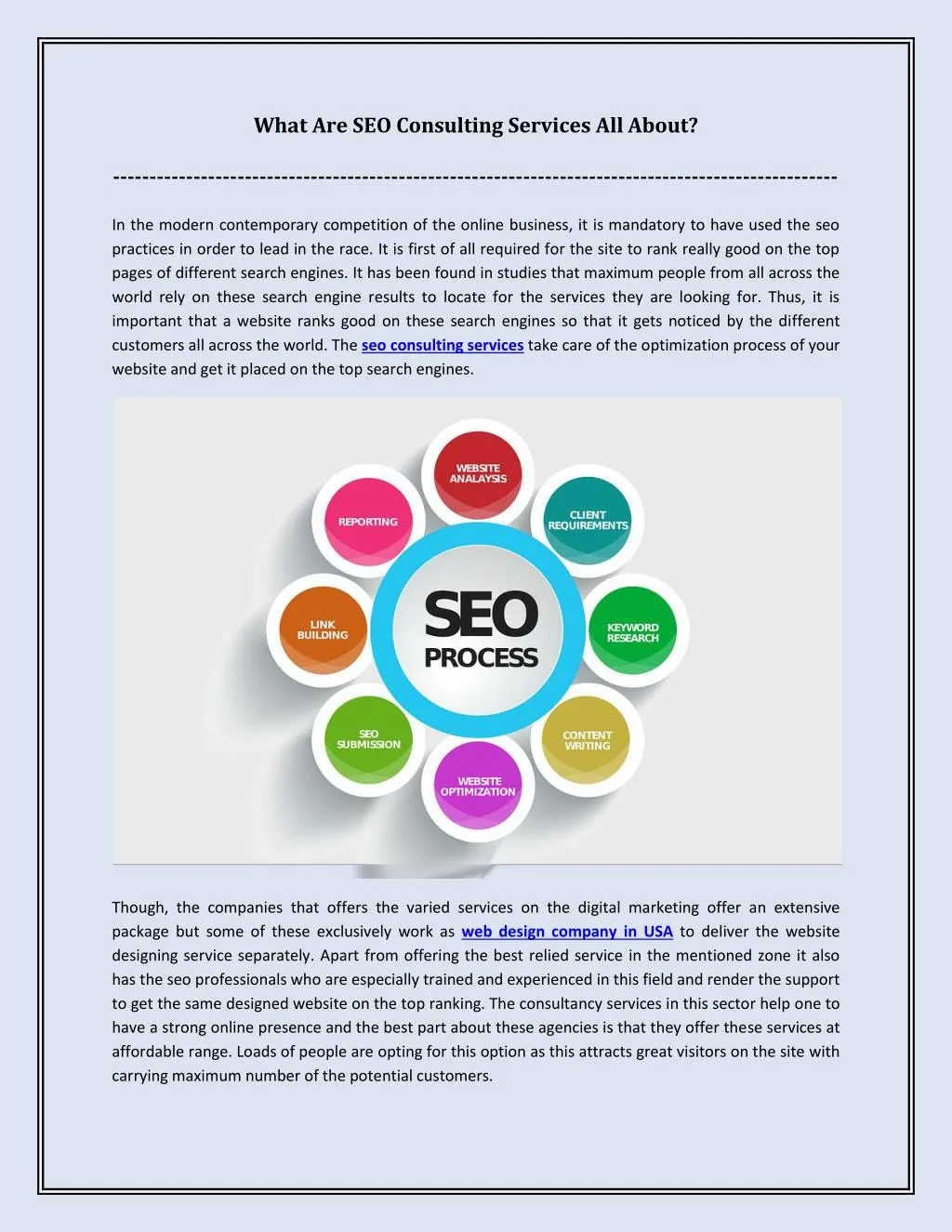 what are seo consulting services all about