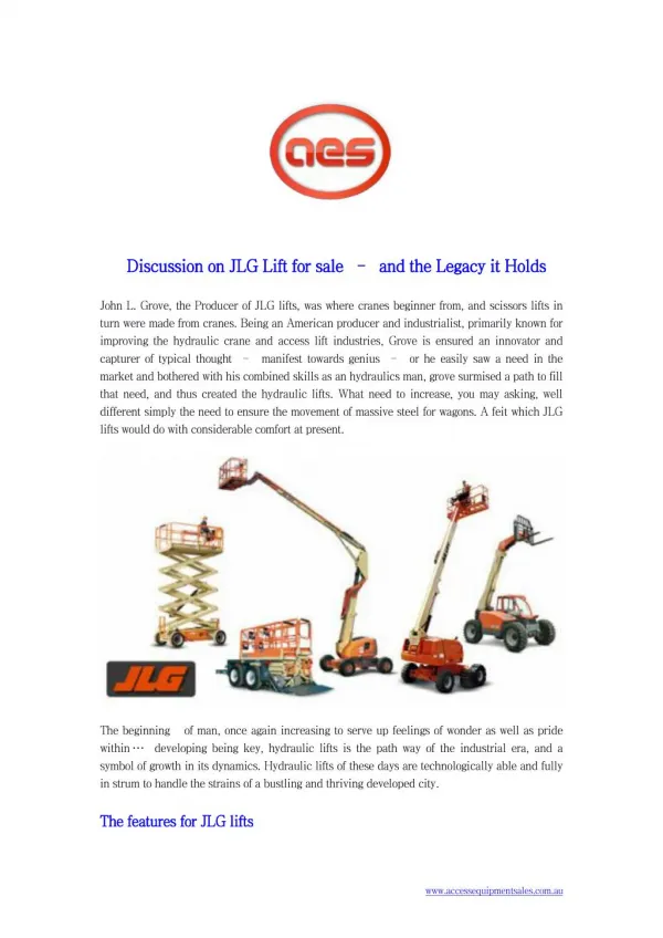Discussion on JLG Lift for sale – and the Legacy it Holds