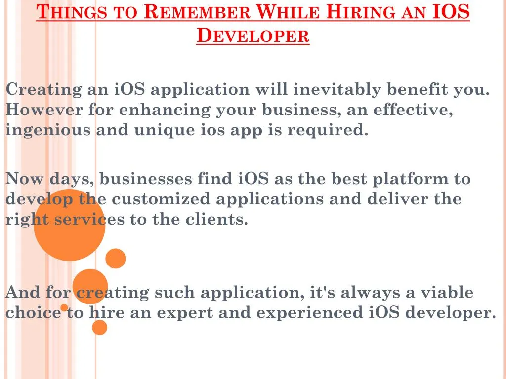 things to remember while hiring an ios developer