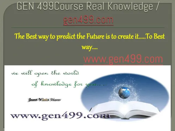 GEN 499Course Real Knowledge / gen499 dotcom