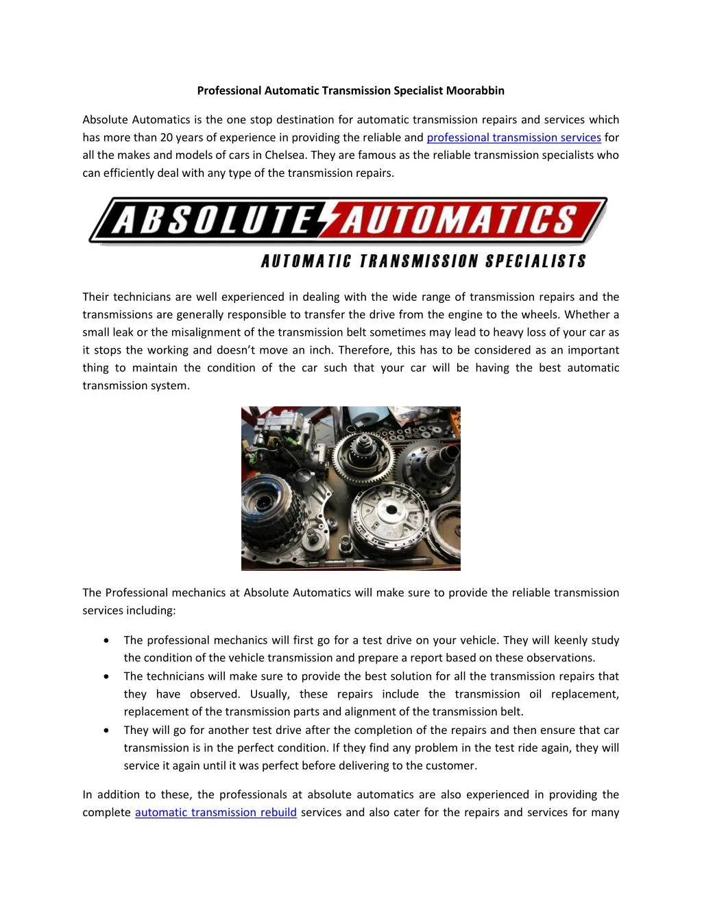 professional automatic transmission specialist