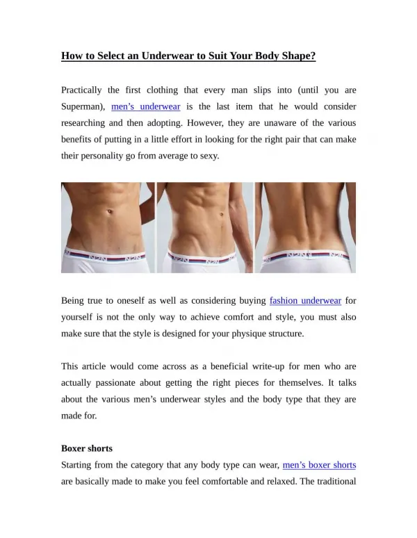 how to select an underwear to suit your body shape